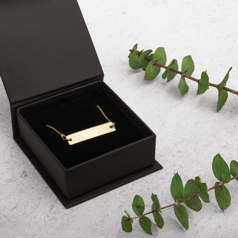 Engraved "Why?" Silver Bar Chain Necklace