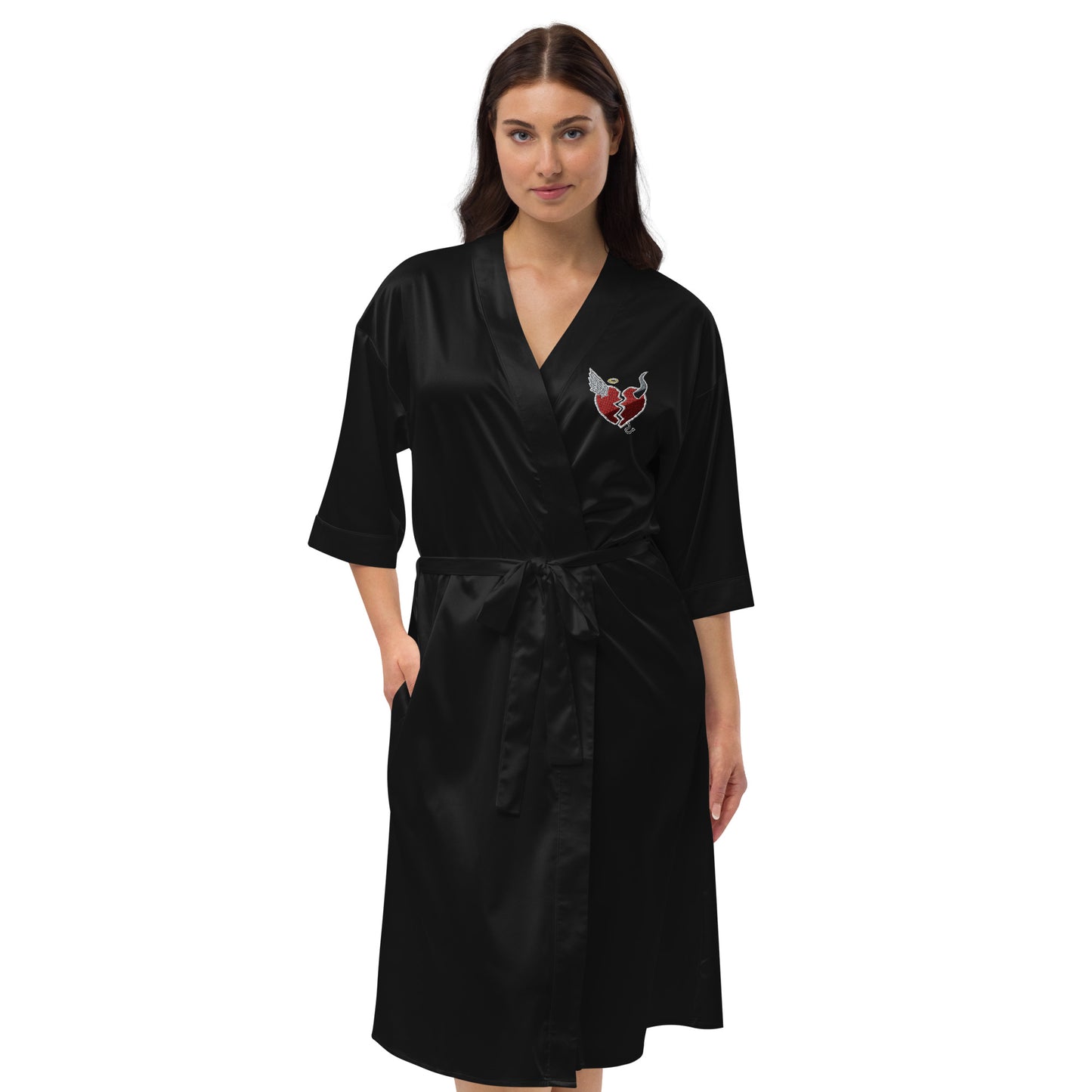Sad Girl Black Satin robe