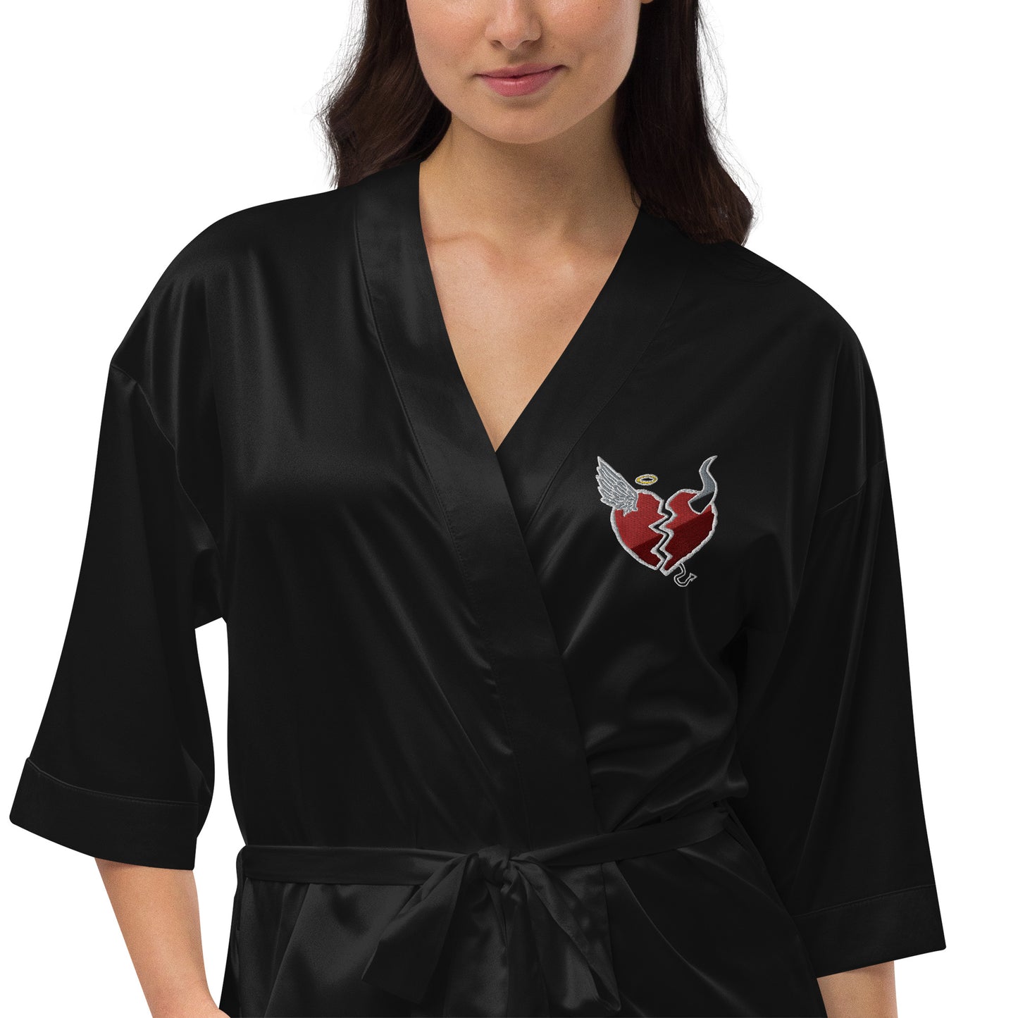 Sad Girl Black Satin robe