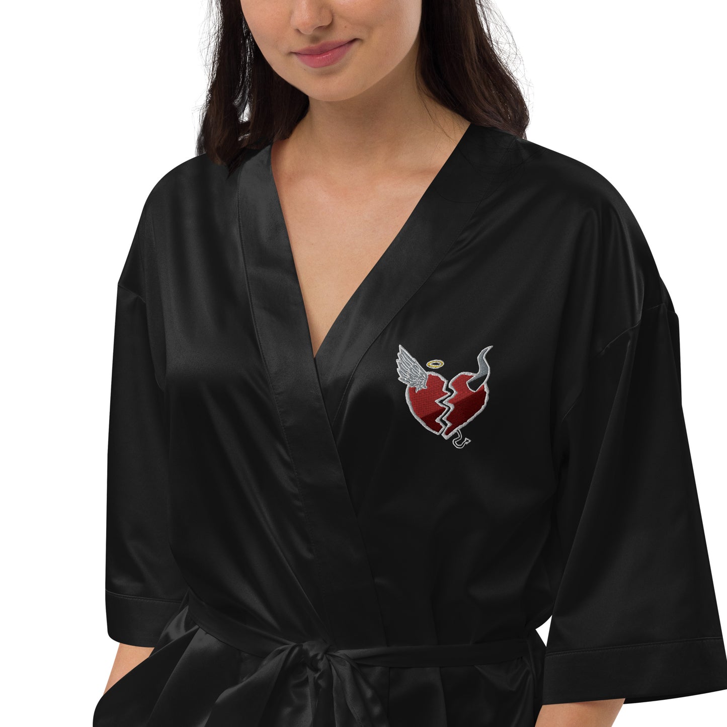 Sad Girl Black Satin robe