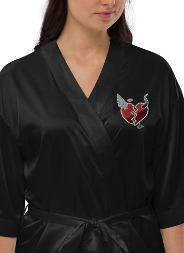 Sad Girl Black Satin robe