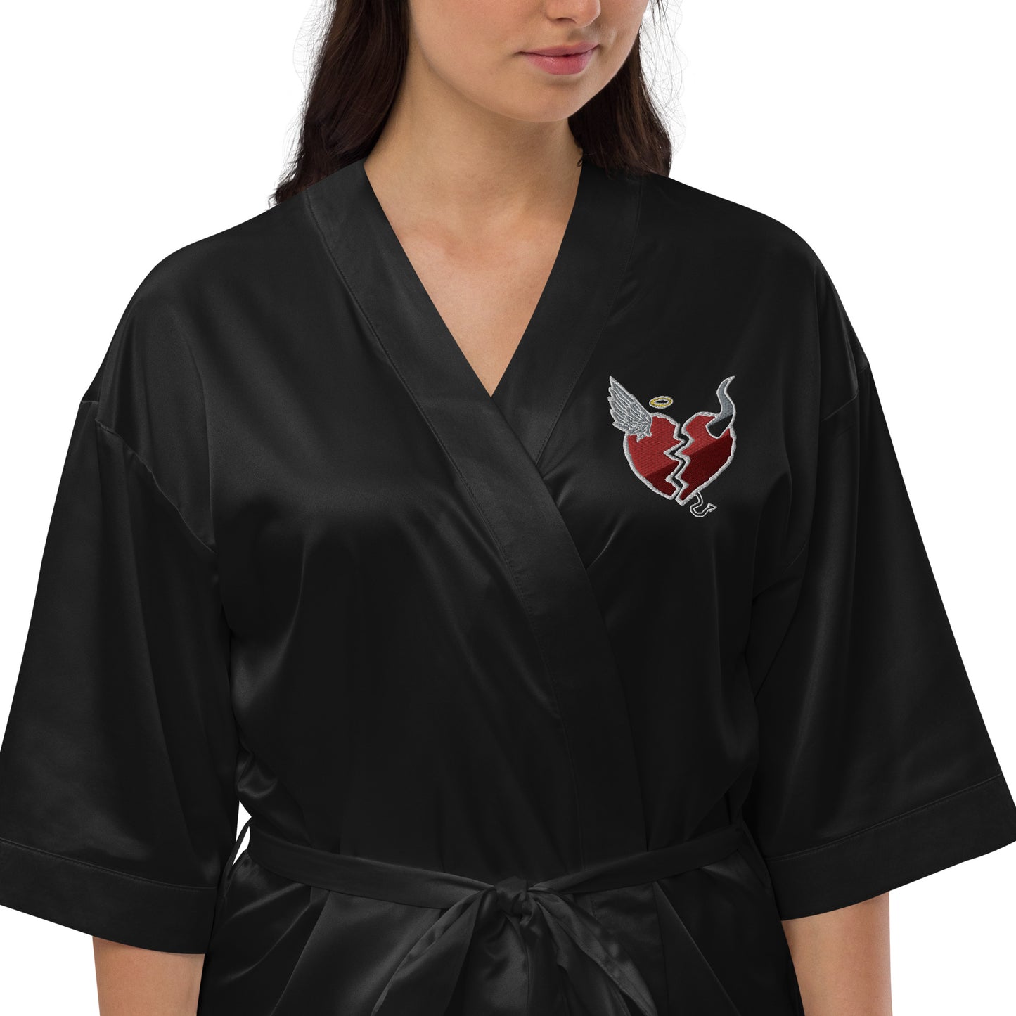 Sad Girl Black Satin robe