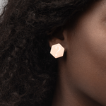 "Why?" Sterling Silver Hexagon Stud Earrings