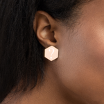 "Why?" Sterling Silver Hexagon Stud Earrings