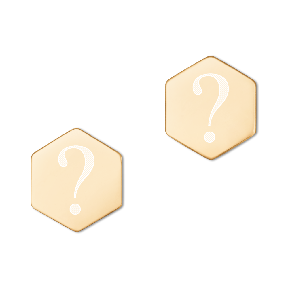"Why?" Sterling Silver Hexagon Stud Earrings